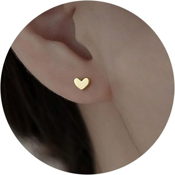 Mini Heart Stud Earrings, Hypoallergenic Tiny Small Cartilage Tragus Stud Earrin - Picture 1 of 6